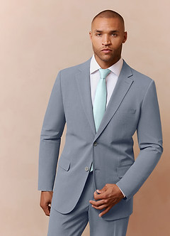 front Savile Light Blue Wool Blend Suit Jacket
