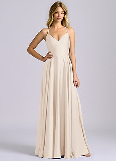 Azazie Truce Robes de demoiselle d'honneur Robe Trapèze en Satin extensible Albâtre Blanc image3