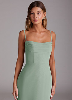 Azazie Saige Bridesmaid Dresses Agave A-Line Off the Shoulder Chiffon Convertible Dress image2