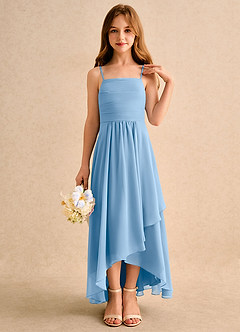 Azazie Twilight Dance Girls Formal Blumenmädchenkleider A-Linie Plissee Chiffon Kleid Puderblau image5