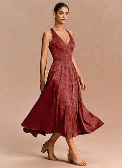 Sonia Orange Red Midi Dress image5