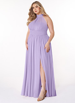 Azazie Iman Bridesmaid Dresses Lilac A-Line A-Line Ruched Chiffon Dress image10