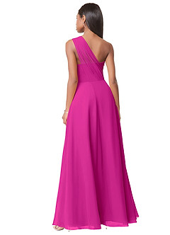 Azazie Ashley Robes de demoiselle d'honneur Robe Trapèze en Mousseline de soie Rayé Fuchsia image2