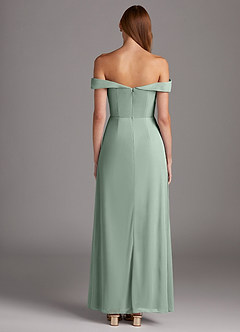 Azazie Mena Bridesmaid Dresses Agave A-Line Off the Shoulder Mesh Convertible Dress image5