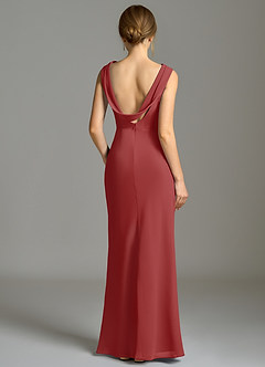 Azazie Kieryn Vestidos de damas de honor Vestido de Óxido de Gasa de Corte Sirena con Plisado image2