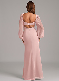 Azazie Brixley Brautjungfernkleider Meerjungfrau-Linie Langarm Chiffon Kleid Puderrosa image2