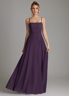 Azazie Elita Bridesmaid Dresses Plum A-Line Pleated Chiffon Dress image4