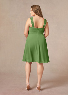 Azazie Olivia Mère de la mariée Robes Robe Trapèze en Mousseline de soie Encolure carrée plissée Basilic image11