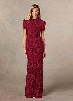 Azazie Carleannia Mother of the Bride Dresses Burgundy Mermaid Lace Chiffon Dress image1
