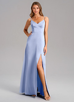 Azazie Talina Bridesmaid Dresses Ice A-Line Stretch Satin Dress image3