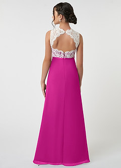 Azazie Rana Junior Fuchsia A-Line Lace Chiffon Dress image2