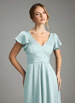 Azazie Omari Bridesmaid Dresses Mist A-Line Stretch Satin Dress image6