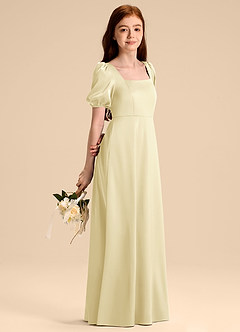 Azazie Briar Junior Klä av A-Line i Stretch Satin Rosett image4