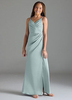 Azazie Maci Junior Klä av Sjöjungfru i Stretch Satin Plisserad image1