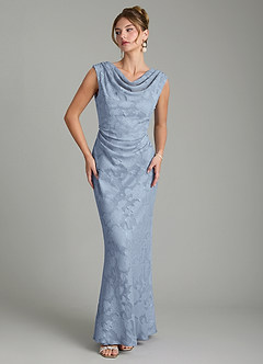 Azazie Kieryn Brautjungfernkleider Meerjungfrau-Linie Plissee Blumen-Burnout Kleid Staubblau image5