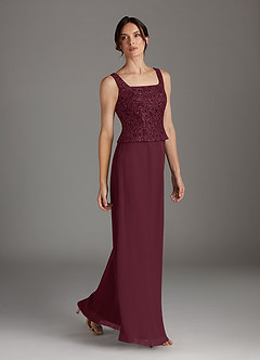 Azazie Cornelia Mother of the Bride Dresses Cabernet Sheath Square Neckline Sequins Chiffon Dress image2
