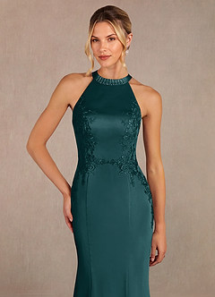 Azazie Tyra vestidos de madre de la novia Vestido de Pino de Satén Elástico de Sirena con Encaje image4