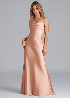 Azazie Seema Brudtärnklänningar Klä av Sjöjungfru i Stretch Satin Korsett Roséguld image3