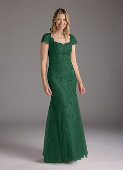 Azazie Marbella Mother of the Bride Dresses Dark Green Mermaid Queen Anne Sequins Lace Dress image4