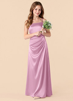 Azazie Renna Junior Robe Sirène en Satin extensible Plissée Rose Bonbon image3