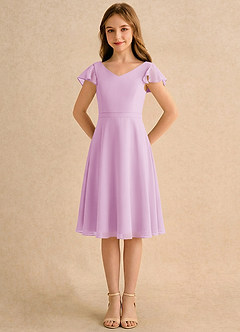 Azazie Narin Girls Formal Blumenmädchenkleider A-Linie mit ärmel Chiffon Kleid Bonbonrosa image5