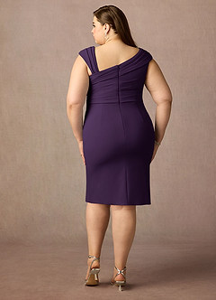 Azazie Cecily Mother of the Bride Dresses Plum Sheath Stretch Crepe Dress image2