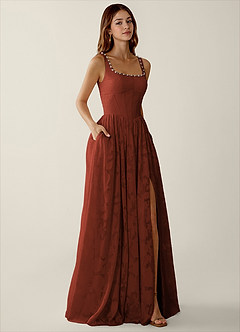 Megan Burnt Umber Lace A-line Prom Dress image4
