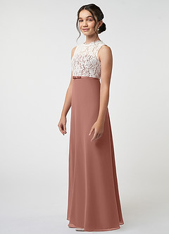 Azazie Rana Junior A-Linie Spitze Chiffon Kleid Zedernrose image3
