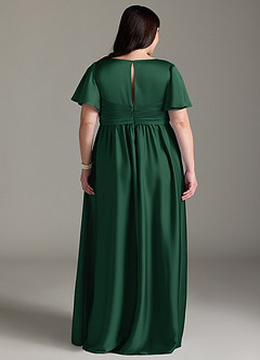 Azazie Verna Robes de demoiselle d'honneur de maternité Robe Trapèze Rayé Longueur ras du sol Satin extensible image11