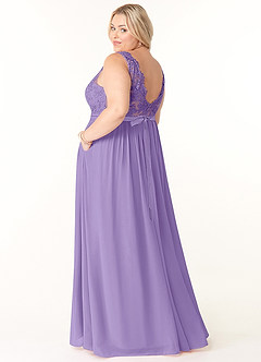 Azazie Elly Abiti da Damigella Abito A-Line in Chiffon Scollo a barchetta in pizzo Tahiti image10