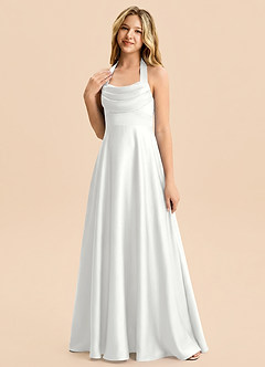 Azazie Kady Junior White A-Line Sweetheart Neckline Stretch Satin Dress image5