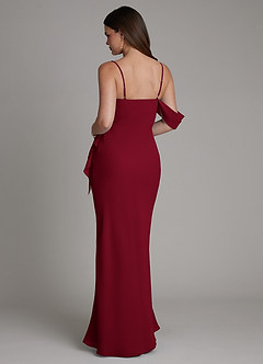 Azazie Yura Bridesmaid Dresses Burgundy Mermaid Off the Shoulder Chiffon Dress image3