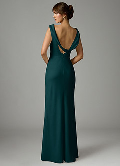 Azazie Kieryn Robes de demoiselle d'honneur Robe Sirène en Satin extensible Plissée Vert Pin image5