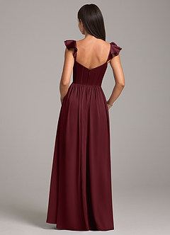 Azazie Denisse Robes de demoiselle d'honneur Robe Trapèze en Satin extensible Rayé Cabernet image2