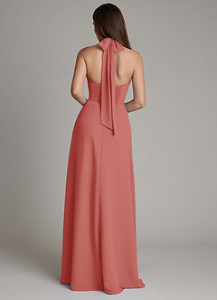 Azazie Myra Brautjungfernkleider Eine Linie Hoher Kragen Chiffon Kleid Antike Rose image2