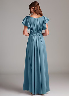 Azazie Daphne Modest Bridesmaid Dresses A-Line Ruched Stretch Satin Floor-Length Dress image6