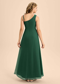 Azazie Brooke Junior Dark Green A-Line Side Slit Chiffon Dress image2