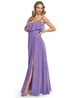 Azazie Jean Vestidos de damas de honor Vestido de Tahití de Gasa de Corte en A Convertible image3