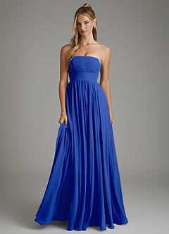 Azazie Ari Jurken voor bruidsmeisjes Jurk van Chiffon met A-lijn Strapless Koningsblauw image1