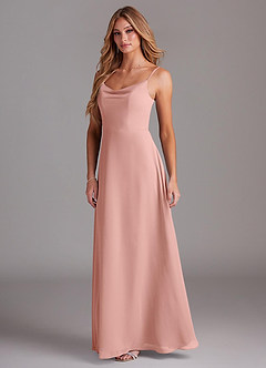 Azazie Daenerys Bridesmaid Dresses Rosette A-Line Cowl Chiffon Dress image4