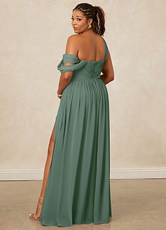 Christian Siriano Bridal for Azazie 1014 Bridesmaid Dresses Eucalyptus A-Line Off the Shoulder Chiffon Dress image11