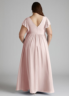 Azazie Zella Abiti da Damigella Abito A-Line in Chiffon Pizzo Rosa Rossore image10