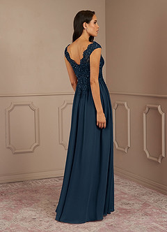 Azazie Amethyst Kleider für die Brautmutter A-Linie V-Hals Pailletten Chiffon Kleid Dunkelmarine image5