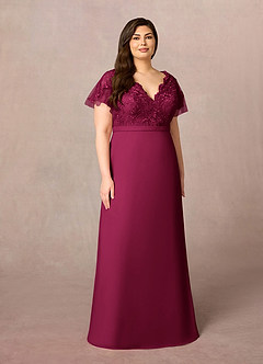 Azazie Singer Final Sale Agave A-Line V-Neck Lace Chiffon Dress image7