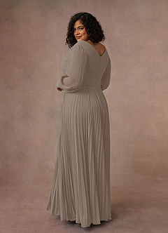 Azazie Zina Mother of the Bride Dresses Taupe A-Line Pleated Chiffon Dress image10