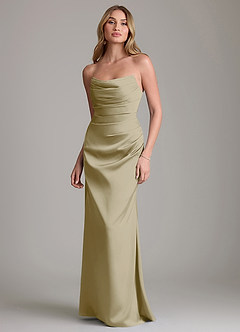 Azazie Lucille Bridesmaid Dresses Moss Green Mermaid Strapless Stretch Satin Convertible Dress image1