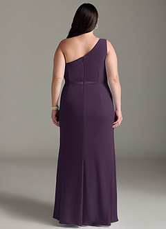 Azazie Liza Bridesmaid Dresses Plum Mermaid One Shoulder Chiffon Dress image7