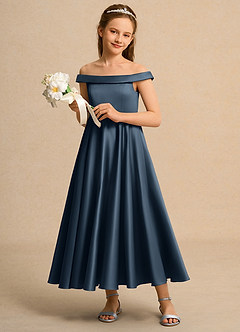 Azazie Teeny Girls Formal Flower Girl Klänningar Klä A-Line i Matt satäng Plisserad image4