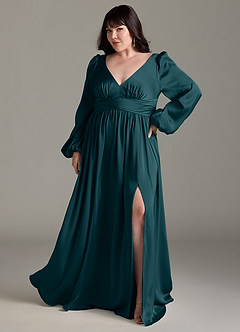 Azazie Norah Bridesmaid Dresses Pine A-Line Stretch Satin Dress image7