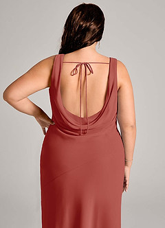 Azazie Rylina Vestidos de damas de honor Vestido de Terracota de Gasa de Corte Sirena con Plisado image12